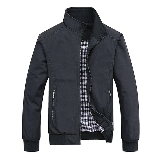 Winddichte Jacke | Reißverschluss | Hoher Kragen | Harrington-Jacke | Herrenjacke-Schwarz-XS-Chaps Herrenmode