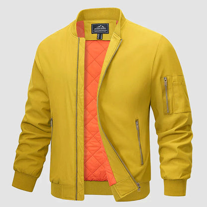 Winddichte Jacke | Reißverschluss | Leicht | Bomberjacke | Herrenjacke-Gelb-S-Chaps Herrenmode