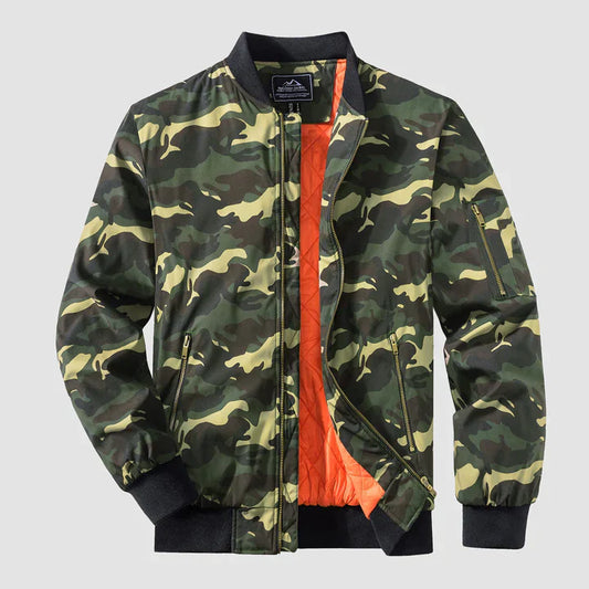 Winddichte Jacke | Reißverschluss | Leicht | Bomberjacke | Herrenjacke-Grüne Tarnung-S-Chaps Herrenmode