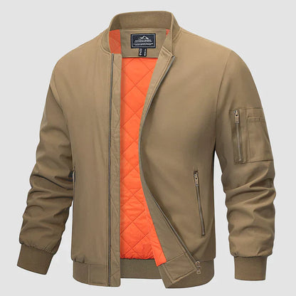 Winddichte Jacke | Reißverschluss | Leicht | Bomberjacke | Herrenjacke-Khaki-S-Chaps Herrenmode