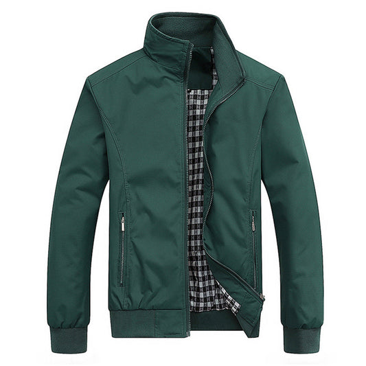 Winddichte Jacke | Reißverschluss | Wasserdicht | Harrington-Jacke | Herrenjacken-Grün-S-Chaps Herrenmode