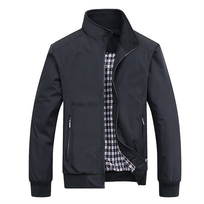 Winddichte Jacke | Reißverschluss | Wasserdicht | Harrington-Jacke | Herrenjacken-Schwarz-S-Chaps Herrenmode