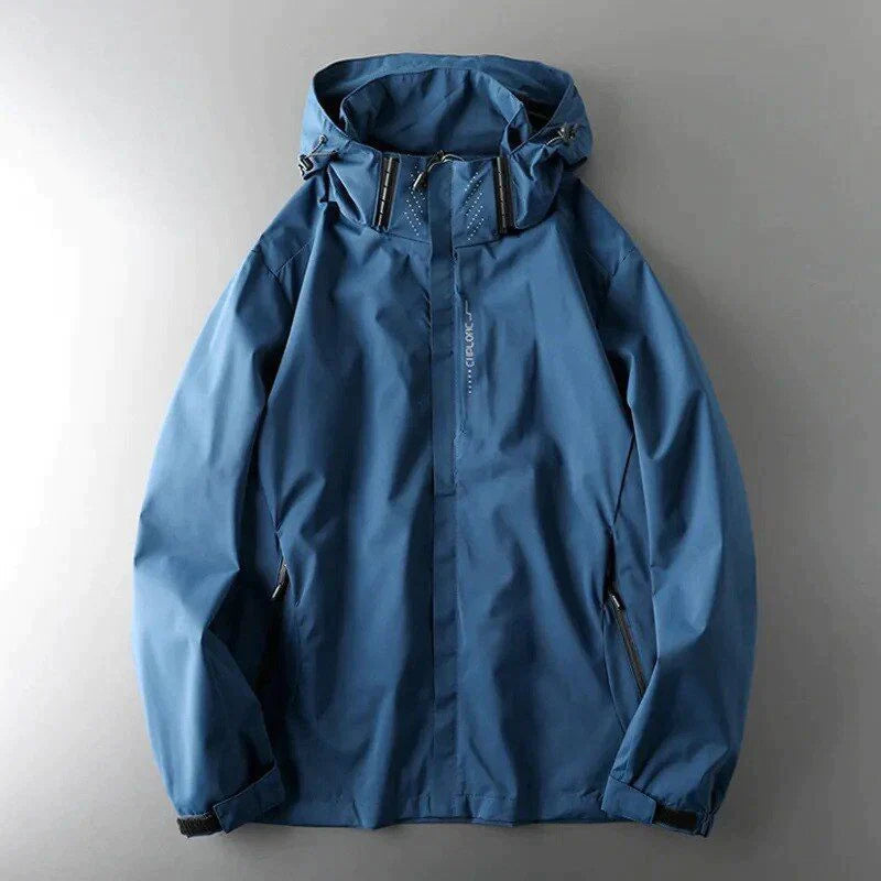 Winddichte Jacke - Wasserdicht - Kapuze - Herrenjacke - Outdoorjacke-Blau-M-Chaps Herrenmode