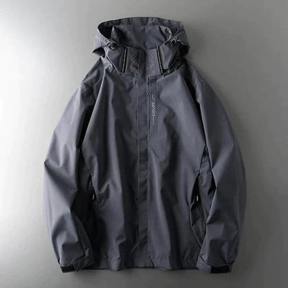Winddichte Jacke - Wasserdicht - Kapuze - Herrenjacke - Outdoorjacke-Grau-M-Chaps Herrenmode