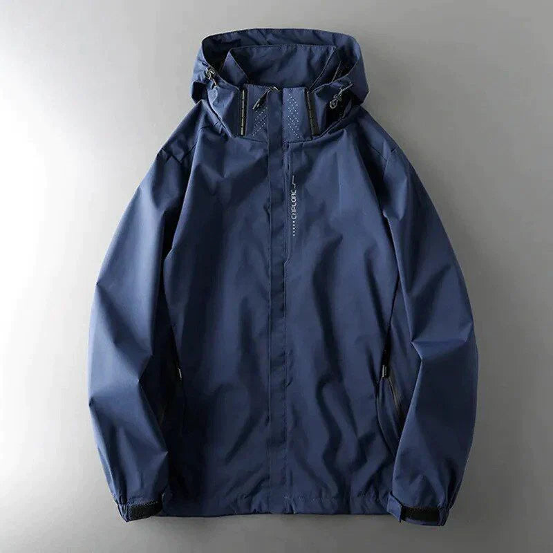 Winddichte Jacke - Wasserdicht - Kapuze - Herrenjacke - Outdoorjacke-Marineblau-M-Chaps Herrenmode