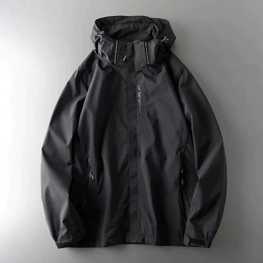 Winddichte Jacke - Wasserdicht - Kapuze - Herrenjacke - Outdoorjacke-Schwarz-M-Chaps Herrenmode