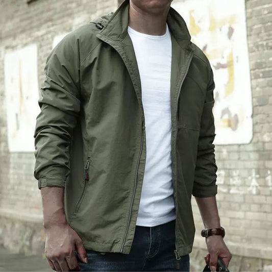 Winddichte Jacke – mit Kapuze – Reißverschluss – leichte Jacke – Freizeitjacken für Männer-Grün-M-Chaps Herrenmode