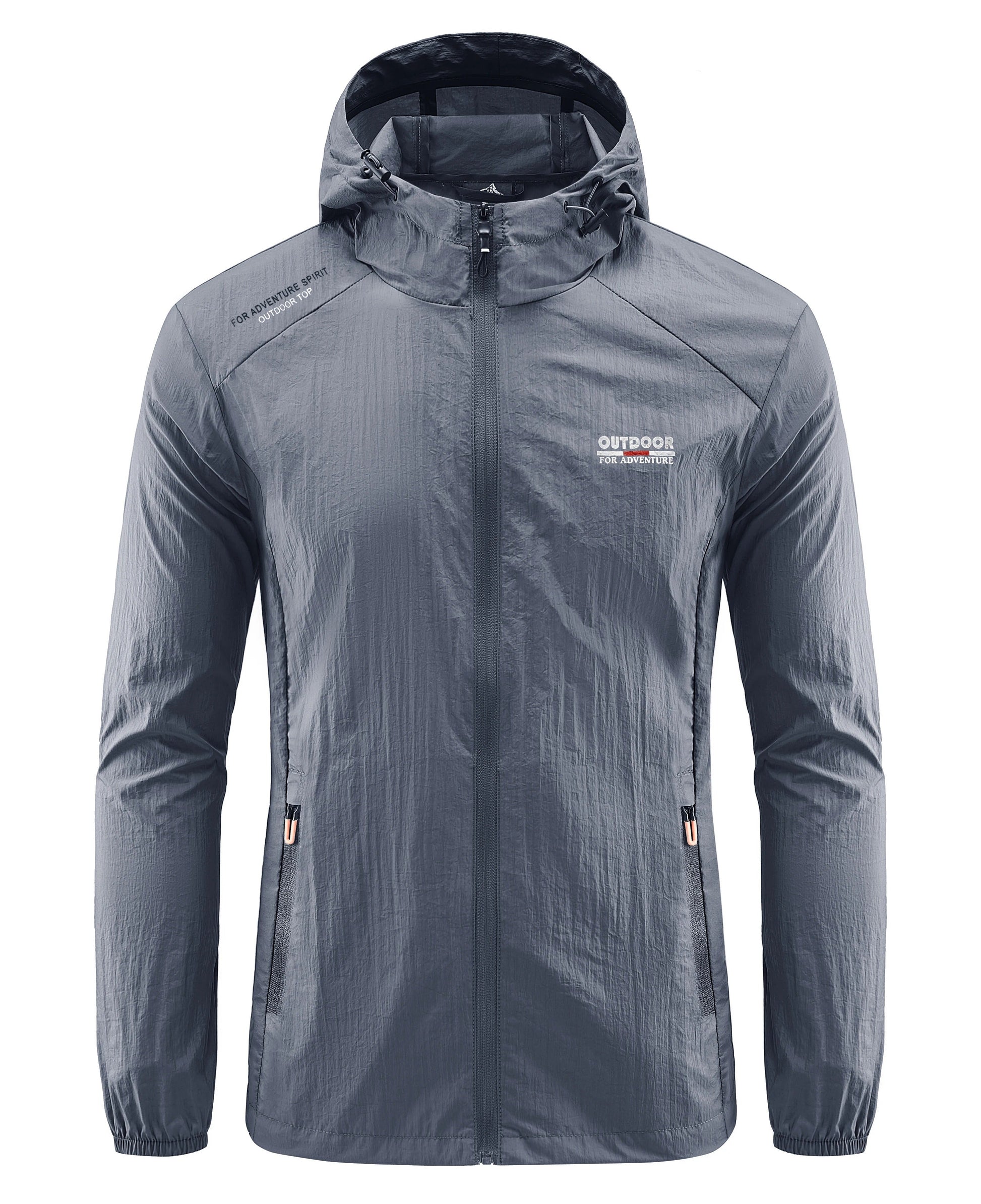Windjacke | Mit Kapuze | Leicht | Wasserdichte Laufjacke | Herrenjacke-Dunkelgrau-M-Chaps Herrenmode