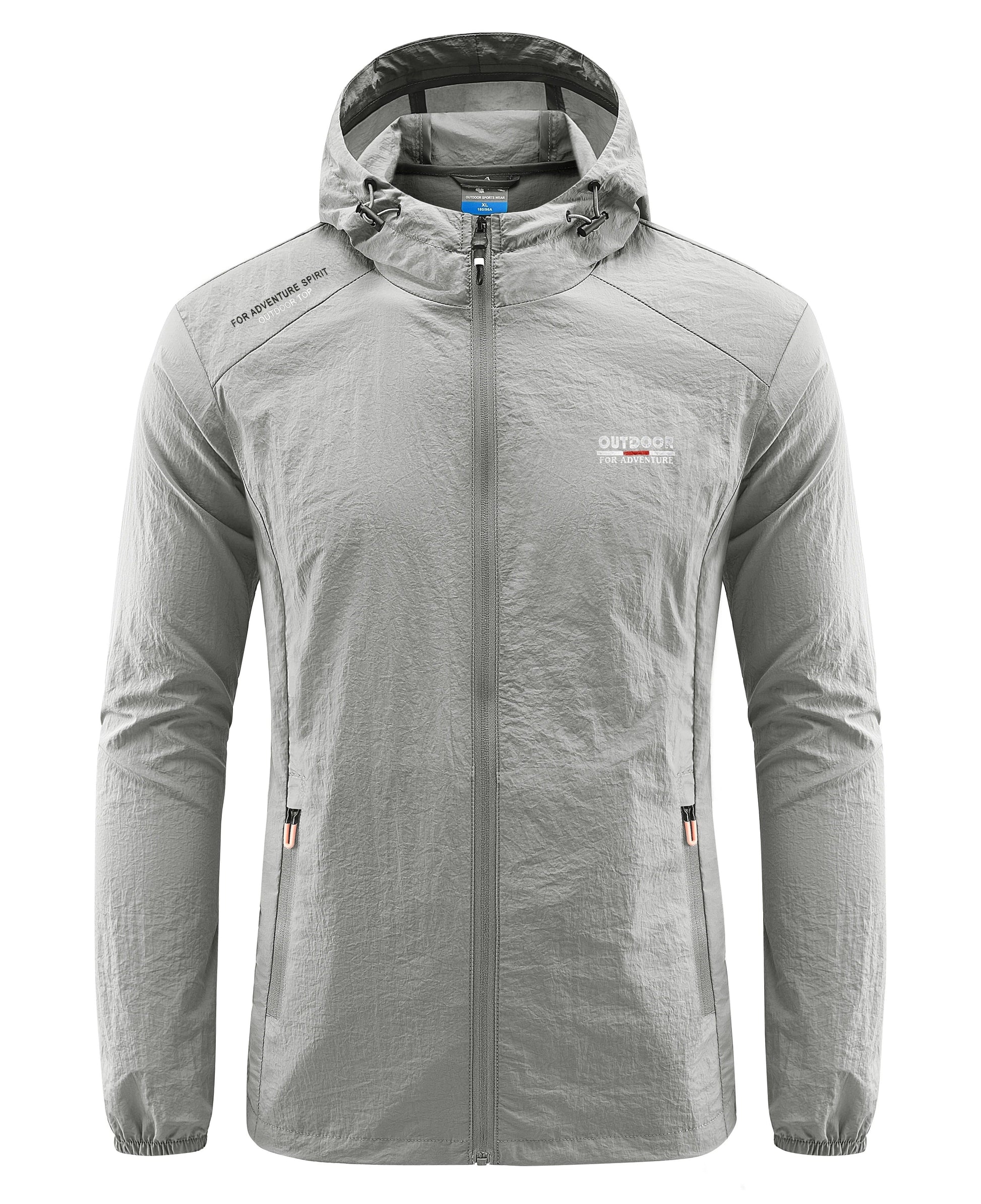 Windjacke | Mit Kapuze | Leicht | Wasserdichte Laufjacke | Herrenjacke-Hellgrau-M-Chaps Herrenmode