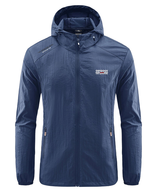 Windjacke | Mit Kapuze | Leicht | Wasserdichte Laufjacke | Herrenjacke-Marineblau-M-Chaps Herrenmode