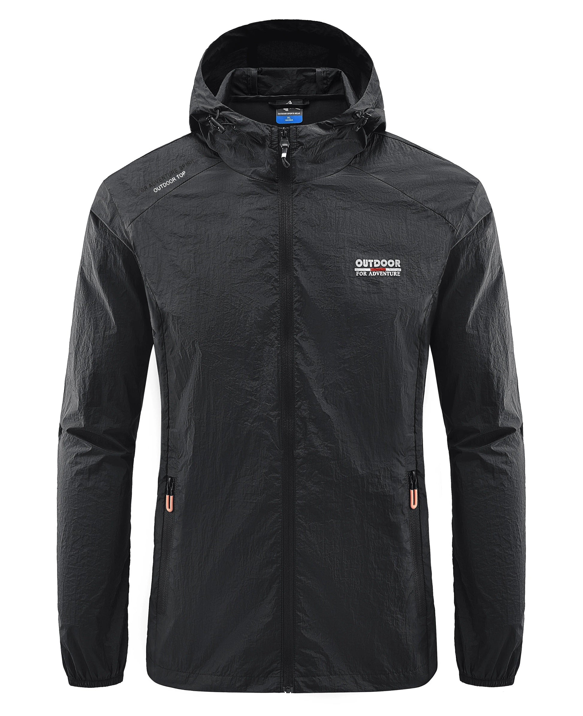 Windjacke | Mit Kapuze | Leicht | Wasserdichte Laufjacke | Herrenjacke-Schwarz-M-Chaps Herrenmode