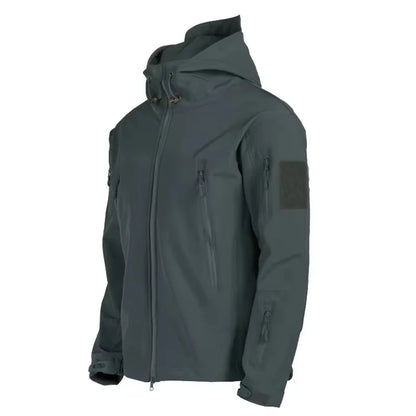 Windjacke | Mit Kapuze | Taktisch | Outdoor-Jacke | Wasserdichte Regenjacke für Männer-Grau-S-Chaps Herrenmode