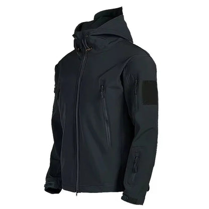 Windjacke | Mit Kapuze | Taktisch | Outdoor-Jacke | Wasserdichte Regenjacke für Männer-Schwarz-S-Chaps Herrenmode