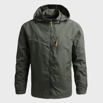 Windjacke | Mit Kapuze | Wasserdicht | Outdoor-Jacke | Herrenjacke-Armeegrün-M-Chaps Herrenmode