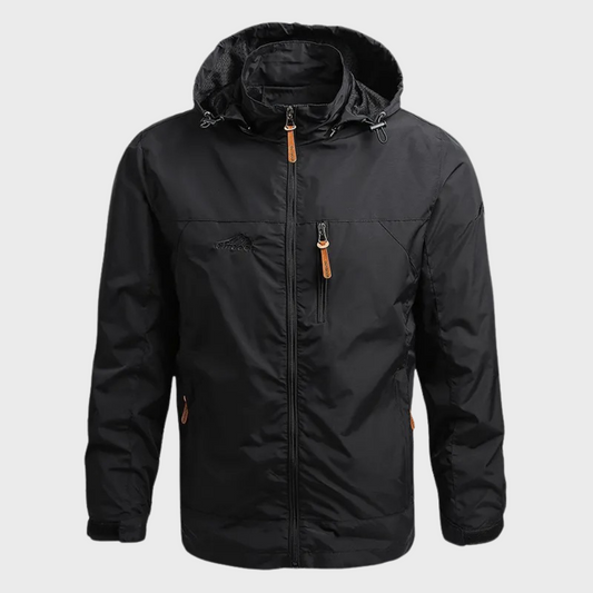 Windjacke | Mit Kapuze | Wasserdicht | Outdoor-Jacke | Herrenjacke-Schwarz-M-Chaps Herrenmode