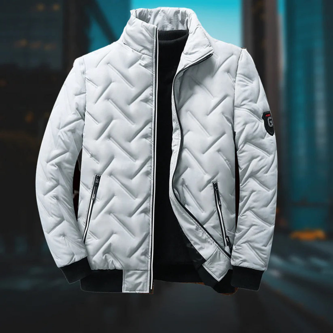 Windjacke – Mit Reißverschluss – Wattiert – Winterjacke – Herrenjacke-Grau-M-Chaps Herrenmode