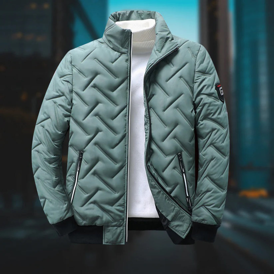 Windjacke – Mit Reißverschluss – Wattiert – Winterjacke – Herrenjacke-Grün-M-Chaps Herrenmode