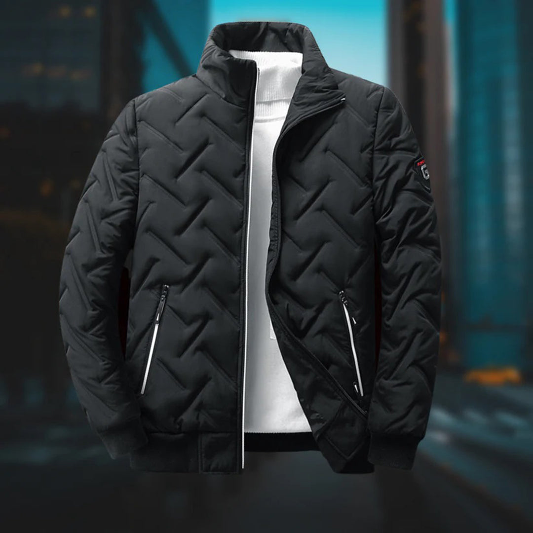 Windjacke – Mit Reißverschluss – Wattiert – Winterjacke – Herrenjacke-Schwarz-M-Chaps Herrenmode