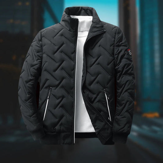 Windjacke – Mit Reißverschluss – Wattiert – Winterjacke – Herrenjacke-Schwarz-M-Chaps Herrenmode