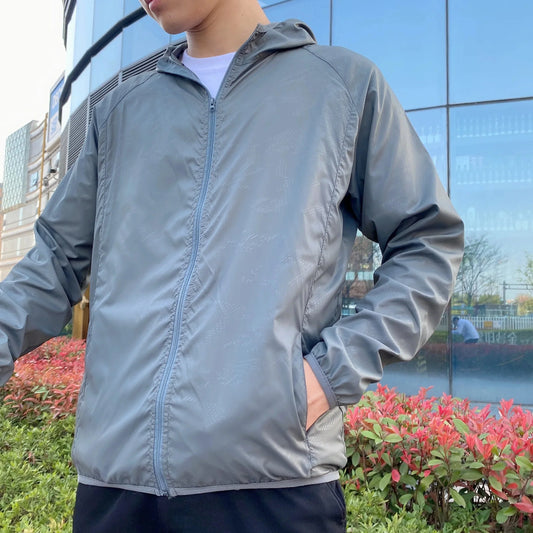 Windjacke | Reißverschluss | Kapuze | Leichte Jacke | Herrenjacke-Grau-S-Chaps Herrenmode