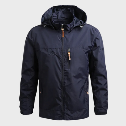 Windjacke – mit Kapuze – Outdoor – wasserdichte Jacke – Herrenjacke-Blau-M-Chaps Herrenmode