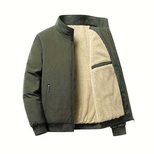 Winter Bomberjacke - Fleece gefüttert - Zip-Up - Winterjacke - Bomberjacke für Männer-Armeegrün-XXS-Chaps Herrenmode
