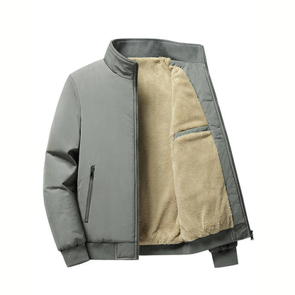 Winter Bomberjacke - Fleece gefüttert - Zip-Up - Winterjacke - Bomberjacke für Männer-Grau-XXS-Chaps Herrenmode