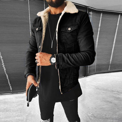 Winter-Jeansjacke | Jeansjacke | Reguläre Passform | Jeansjacke mit Fell | Herrenjacke-Chaps Herrenmode