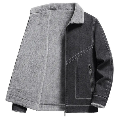 Winter-Jeansjacke – Warm – mit Reißverschluss – mit Fleece gefüttert – Herrenjacke-Chaps Herrenmode