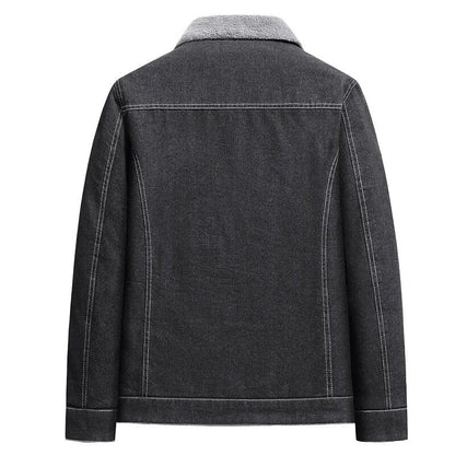 Winter-Jeansjacke – Warm – mit Reißverschluss – mit Fleece gefüttert – Herrenjacke-Chaps Herrenmode