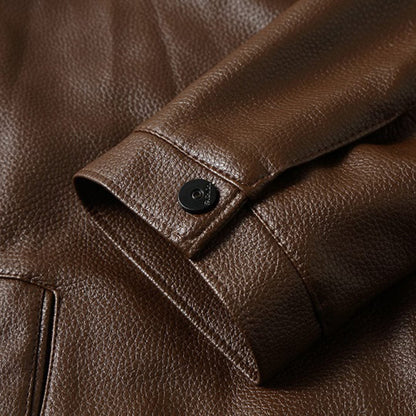 Winter-Lederjacke – Kunstleder – Reißverschluss – Fleece-gefüttert-Chaps Herrenmode