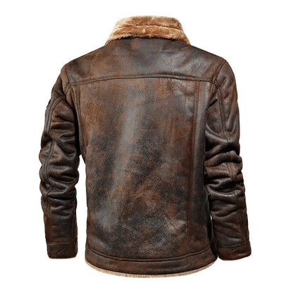 Winter-Lederjacke | Warm | Mit Knöpfen zu schließen | Mit Sherpa gefüttert | Winterjacke für Herren-Chaps Herrenmode