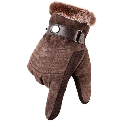 Winterhandschuhe – Warm – mit Fell gefüttert – Touchscreen-Handschuhe – Herrenhandschuhe-Braun-Chaps Herrenmode