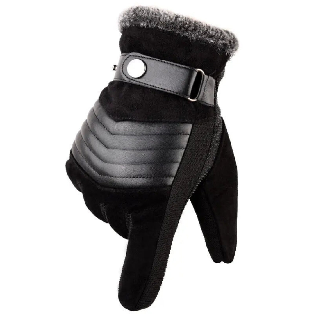 Winterhandschuhe – Warm – mit Fell gefüttert – Touchscreen-Handschuhe – Herrenhandschuhe-Schwarz-Chaps Herrenmode