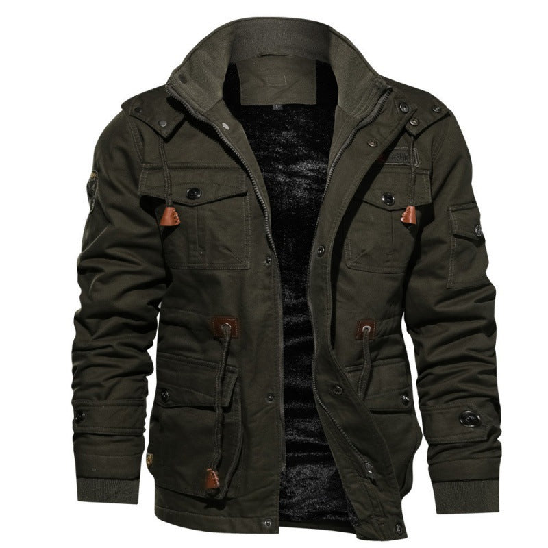 Winterjacke - Fleece gefüttert - Taschen - Cargo Jacke - Herrenjacke-Grün-S-Chaps Herrenmode