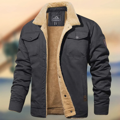 Winterjacke – Gefütterte Winter-Fleecejacke Mit Knöpfen Für Herren-Grau-S-Chaps Herrenmode
