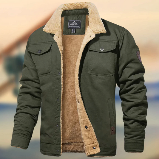 Winterjacke – Gefütterte Winter-Fleecejacke Mit Knöpfen Für Herren-Grün-S-Chaps Herrenmode