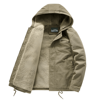 Winterjacke | Kapuze | Fleece gefüttert | Schneejacke | Herren Wintermantel-Khaki-S-Chaps Herrenmode