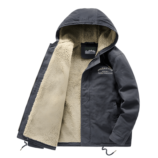 Winterjacke | Kapuze | Fleece gefüttert | Schneejacke | Herren Wintermantel-Schwarz-Blau-S-Chaps Herrenmode