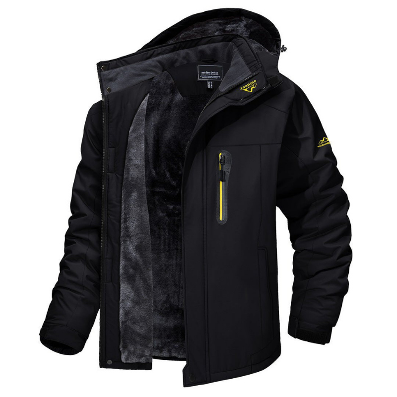 Winterjacke | Kapuze | Reißverschluss | Skijacke | Herrenjacke-Schwarz-M-Chaps Herrenmode