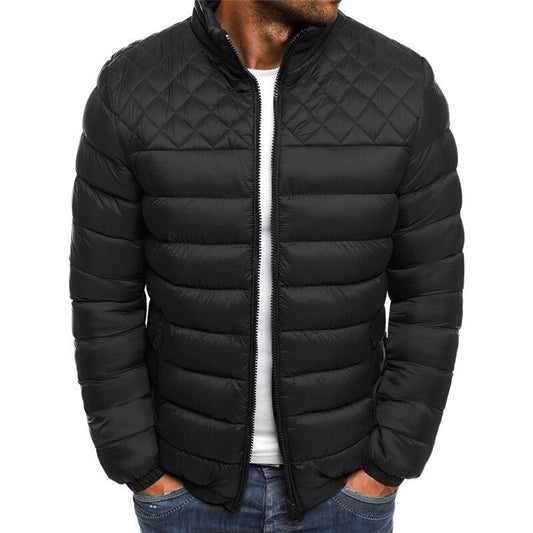 Winterjacke | Leichte Daunen-Pufferjacke mit Reißverschluss für Männer-Schwarz-S-Chaps Herrenmode