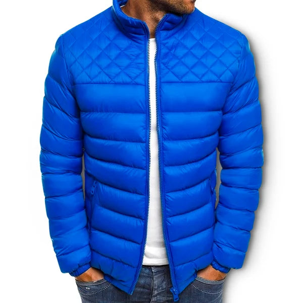 Winterjacke – Leichte Daunenjacke mit Reißverschluss für Herren-Blau-S-Chaps Herrenmode