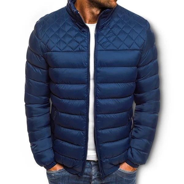 Winterjacke – Leichte Daunenjacke mit Reißverschluss für Herren-Dunkelblau-S-Chaps Herrenmode