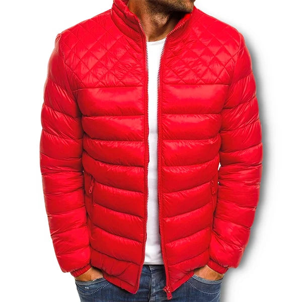 Winterjacke – Leichte Daunenjacke mit Reißverschluss für Herren-Rot-S-Chaps Herrenmode