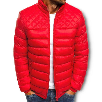 Winterjacke – Leichte Daunenjacke mit Reißverschluss für Herren-Rot-S-Chaps Herrenmode