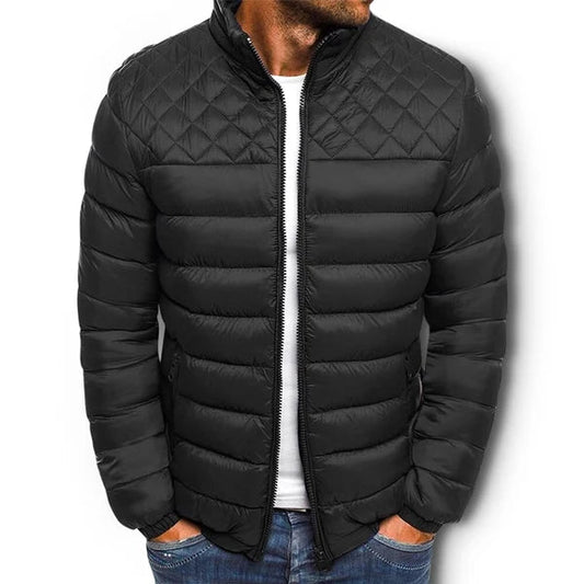 Winterjacke – Leichte Daunenjacke mit Reißverschluss für Herren-Schwarz-S-Chaps Herrenmode