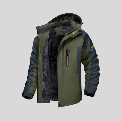 Winterjacke | Mit Kapuze | Mit Fleece gefüttert | Schneejacke | Wintermäntel und -jacken für Herren-Grün-M-Chaps Herrenmode