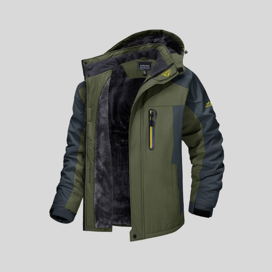 Winterjacke | Mit Kapuze | Mit Fleece gefüttert | Schneejacke | Wintermäntel und -jacken für Herren-Grün-M-Chaps Herrenmode