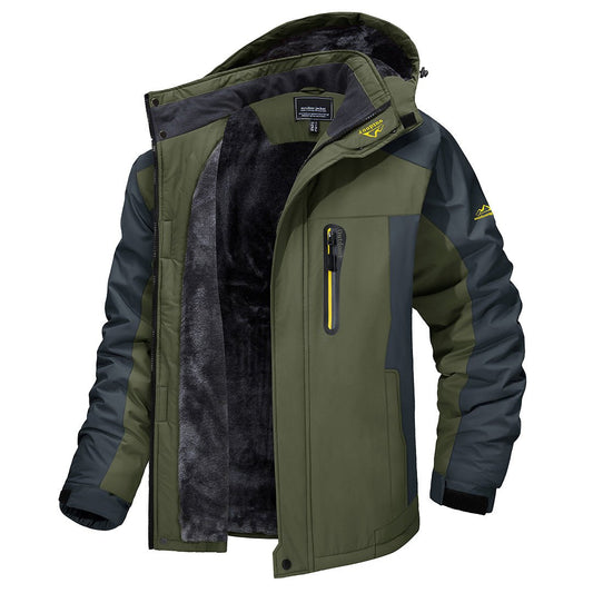 Winterjacke - Wasserdichter Windbreaker mit Kapuze für Männer Outdoorjacke-Grün-S-Chaps Herrenmode