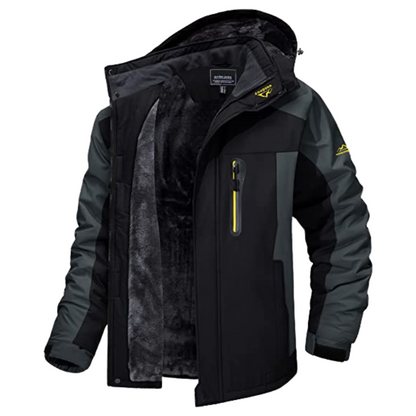 Winterjacke - Wasserdichter Windbreaker mit Kapuze für Männer Outdoorjacke-Schwarz-S-Chaps Herrenmode